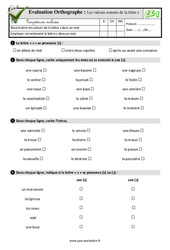 Les valeurs sonores de la lettre s au CE1 - Evaluation: QCM - Quiz - PDF à imprimer