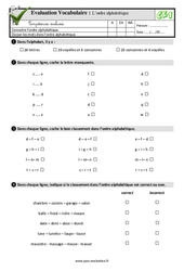 L’ordre alphabétique au CE1 - Evaluation: QCM - Quiz - PDF à imprimer