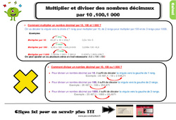 Evaluation et bilan pour le CM1 sur multiplier et diviser des nombres décimaux par 10,100,1000 - PDF à imprimer