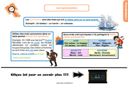 Les synonymes au Cm1 - Evaluation et bilan  - PDF à imprimer