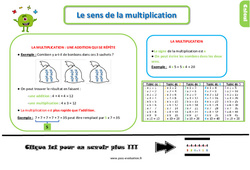 Bilan  pour le Ce1 sur le sens de la multiplication - Evaluation avec la correction - PDF à imprimer