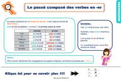 Le passé composé des verbes en -er au Ce1 - Evaluation et bilan  avec le corrigé - PDF à imprimer