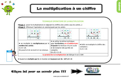 Bilan  pour le Ce2 sur la multiplication à un chiffre - Evaluation avec la correction - PDF à imprimer