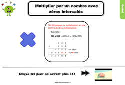 Bilan  pour le Cm2 sur multiplier par un nombre avec zéros intercalés - Evaluation avec la correction - PDF à imprimer