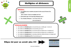 Evaluation et bilan pour le Cm2 - Multiples et diviseurs - PDF à imprimer