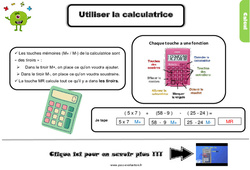 Comment utiliser la calculatrice - Bilan  pour le Cm1 - PDF à imprimer