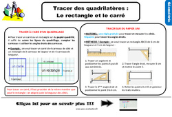 Bilan  pour le Ce2 sur tracer des quadrilatères : le rectangle et le carré - Evaluation avec la correction - PDF à imprimer