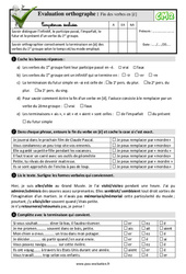Fin des verbes en [é] au Cm2 - Evaluation: QCM - Quiz - PDF à imprimer