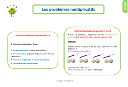Bilan  sur les problèmes multiplicatifs au Ce1 - Evaluation avec le corrigé - PDF à imprimer