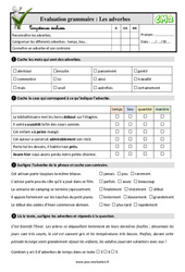 Les adverbes au Cm2 - Evaluation: QCM - Quiz - PDF à imprimer
