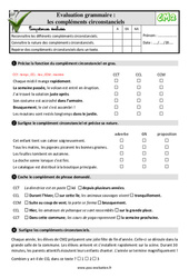 Les compléments circonstanciels au Cm2 - Evaluation: QCM - Quiz  - PDF à imprimer