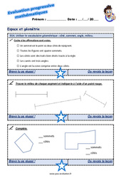 Utiliser le vocabulaire géométrique: côté, sommet, angle, milieu au Ce2 - Evaluation progressive  - PDF à imprimer