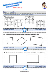 Reproduire et tracer un carré, un rectangle et un losange au Ce2 - Evaluation progressive  - PDF à imprimer