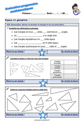 Reconnaître, décrire et nommer le triangle et ses cas particuliers au Ce2 - Evaluation progressive  - PDF à imprimer