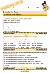 Identifier des phrases exclamatives au CM2 - Evaluation progressive - PDF à imprimer