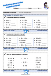 Multiplier par un multiple de 10 au Ce2 - Evaluation progressive  - PDF à imprimer