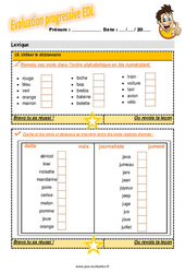 Utilisation du dictionnaire - Evaluation progressive pour le Cm1 - PDF à imprimer