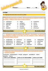 Regrouper des mots selon le sens de leur préfixe au CM2 - Evaluation progressive - PDF à imprimer