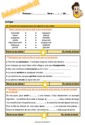 Connaitre des synonymes pour des adjectifs ou des verbes au CM2 - Evaluation progressive - PDF à imprimer