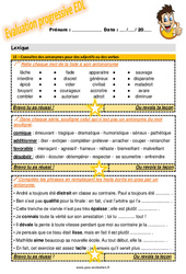 Connaître des antonymes pour des adjectifs ou des verbes au CM2 - Evaluation progressive - PDF à imprimer