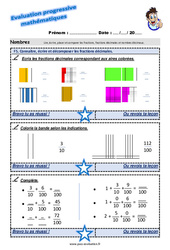 Connaître, écrire et décomposer les fractions décimales au Cm1 - Evaluation progressive - PDF à imprimer