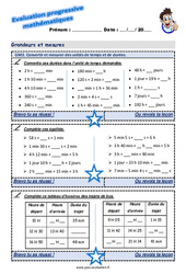 Convertir et mesurer des unités de temps et de durées au Cm1 - Evaluation progressive - PDF à imprimer