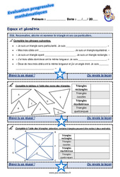 Reconnaître, décrire et nommer le triangle et ses cas particuliers au Cm1 - Evaluation progressive - PDF à imprimer