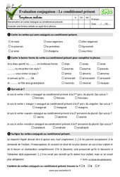 Le conditionnel présent au Cm2 - Evaluation: QCM - Quiz  - PDF à imprimer