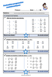 Comparer des fractions au Cm2 - Evaluation progressive - PDF à imprimer