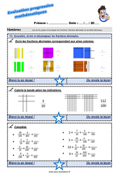 Connaître, écrire et décomposer les fractions décimales au Cm2 - Evaluation progressive - PDF à imprimer