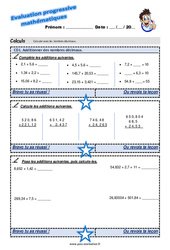Additionner des nombres décimaux au Cm2 - Evaluation progressive - PDF à imprimer