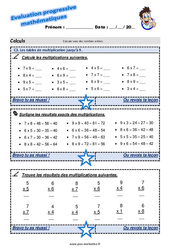 Les tables de multiplication jusqu’à 9 au Cm2 - Evaluation progressive