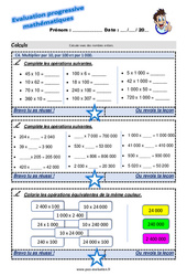 Multiplier par 10, par 100 et par 1 000 au Cm2 - Evaluation progressive - PDF à imprimer