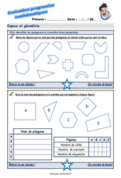 Identifier les polygones et connaître leurs propriétés au Cm2 - Evaluation progressive - PDF à imprimer