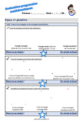 Tracer les triangles et les triangles particuliers au Cm2 - Evaluation progressive - PDF à imprimer