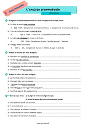 L'analyse grammaticale - Exercices de 6ème - PDF à imprimer