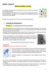 Monde microbien et santé - 3ème - Cours - PDF à imprimer