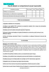 Adopter un comportement sexuel responsable - 4ème - Exercices corrigés - PDF à imprimer