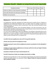 Adopter un comportement sexuel responsable - 4ème - Evaluation avec les corrigés - PDF à imprimer