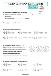 Ajouter et comparer des fractions (1) - Exercices de 6ème - PDF à imprimer