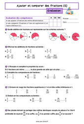 Ajouter et comparer des fractions (1) - Évaluation de 6ème - PDF à imprimer