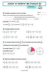 Ajouter et comparer des fractions (2) - Exercices de 6ème - PDF à imprimer
