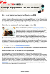 Coloriage magique maths CE1 pour vos élèves