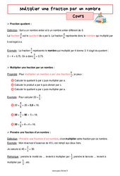 Multiplier une fraction par un nombre - Cours pour la 6ème - PDF à imprimer