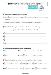 Multiplier une fraction par un nombre - Exercices pour la 6ème - PDF à imprimer