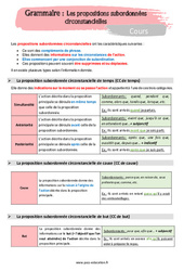 Les propositions subordonnées circonstancielles - 5ème - Séquence complète - PDF à imprimer