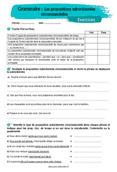 Les propositions subordonnées circonstancielles - 5ème - Exercices avec les corrigés - PDF à imprimer