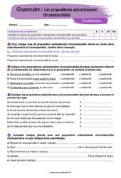 Les propositions subordonnées circonstancielles - 5ème - Evaluation avec la correction - PDF à imprimer