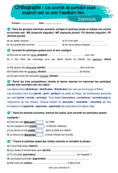 Les accords du participe passé employé seul ou avec l’auxiliaire être - 5ème - Exercices avec les corrigés - PDF à imprimer