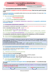 Les propositions subordonnées complétives - 5ème - Séquence complète - PDF à imprimer
